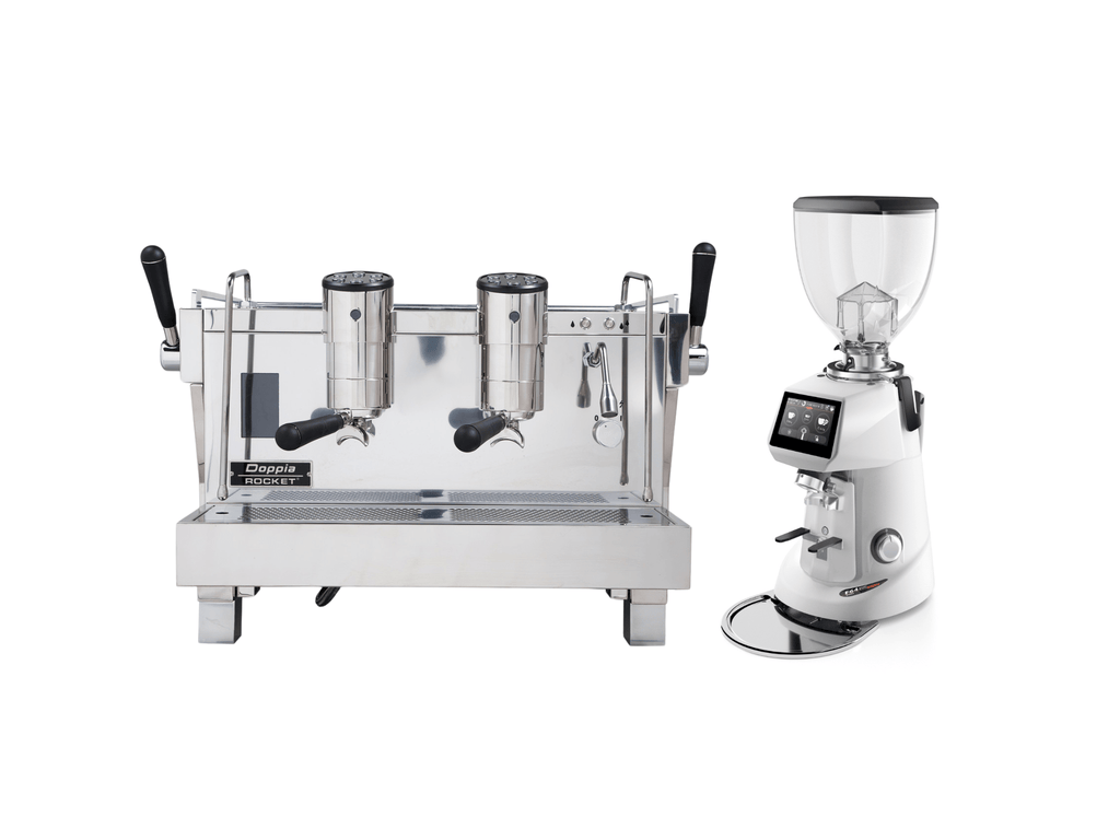 Commercial 2 Group Espresso Bundle: Rocket Doppia DE + Fiorenzato F64 EVO PRO Sense GbW
