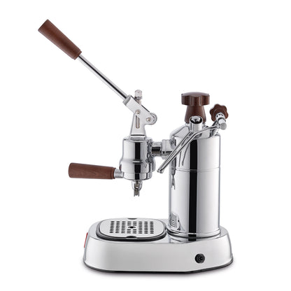 La Pavoni (versión de EE. UU.) Espresso profesional con palanca cromada con madera, PCW-16