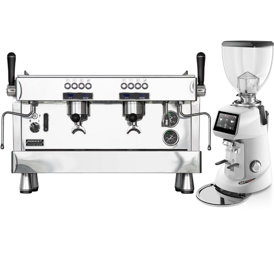 Commercial 2 Group Espresso Bundle: Rocket R9 + Fiorenzato F64 EVO PRO Sense GbW