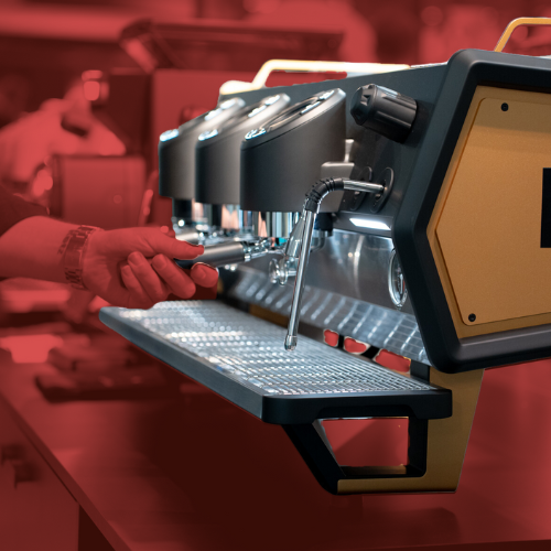 Cafe espresso machines in Coffeeionado cherry-red style