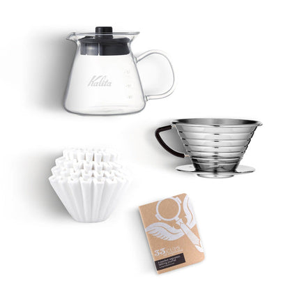 Kalita Wave 185 Stainless Steel Pour Over Coffee Kit