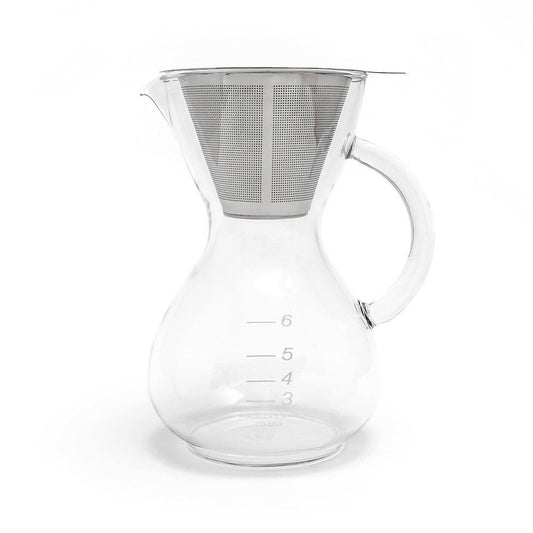 Cafetera de vidrio Yama con asa y filtro inoxidable de 30 oz