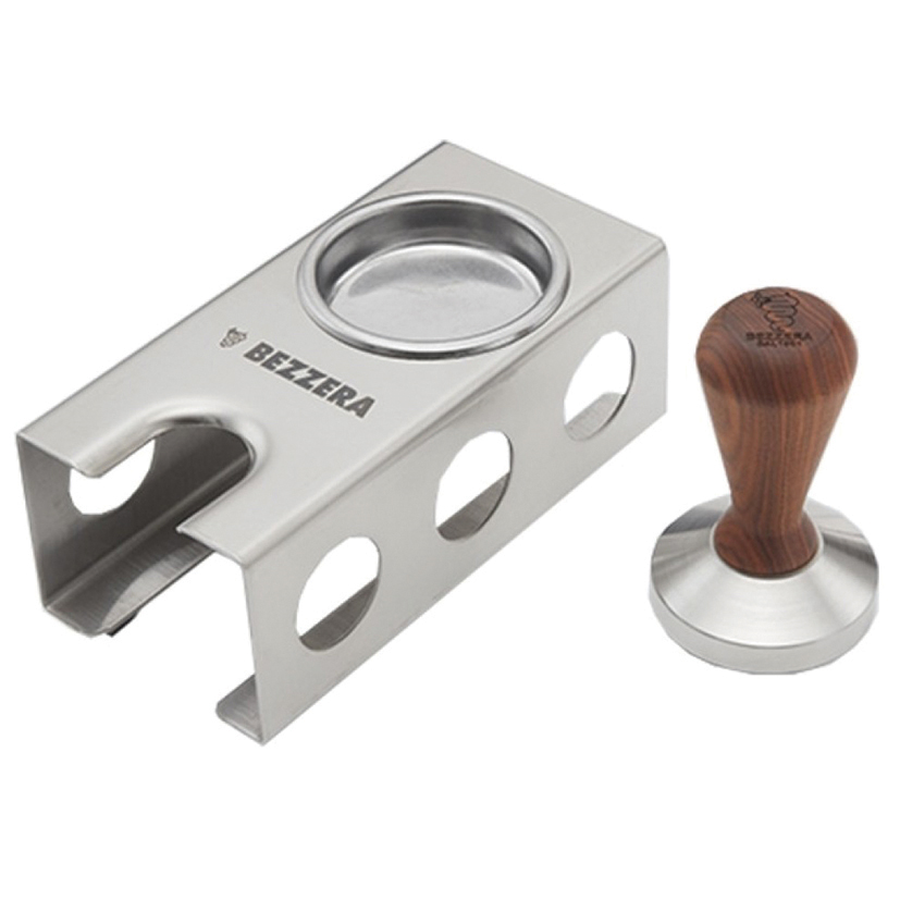 Bezzera Coffee Tamper with Wooden Knob and Blind Filter